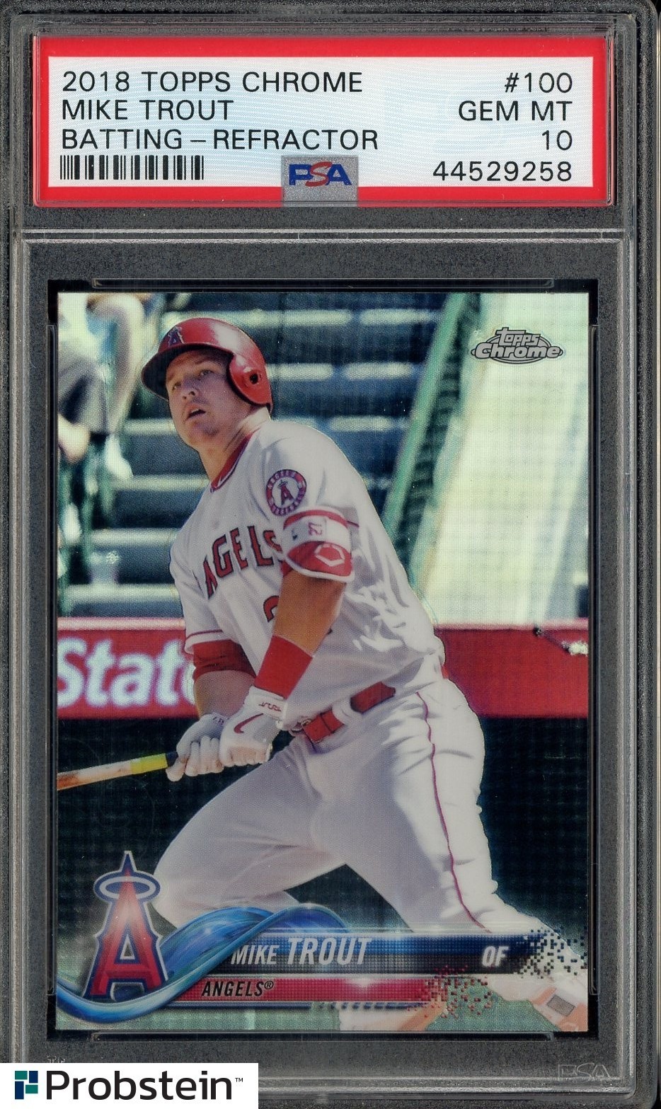 2018 Topps Chrome Refractor #100 Mike Trout Batting Angels PSA 10 GEM MINT