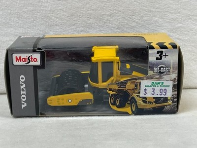 MAISTO 1/64 DIECAST VOLVO ROAD ROLLER YELLOW CONSTRUCTION IN BOX 2019