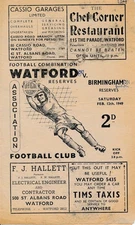 Watford Reserves v Birmingham City (Combination) 1948/1949
