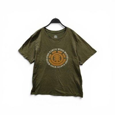 Vintage Element Skateboards Shirt XL Wind Water Fire Earth Logo Olive Green