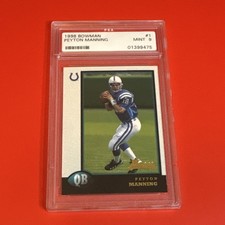 Bowman 1998 Peyton Manning Rookie #1 Indianapolis Colts PSA 9 NFL Card. rookie card picture