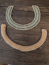 Lot of 2 Vintage Faux Pearl Detachable Collars - Beaded Statement Necklaces