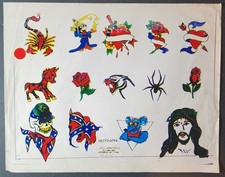1990 Jack Armstrong Traditional Vintage Shop Used Tattoo Flash Sheet LA Jesus