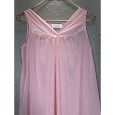 Vintage Vanity Fair pink Night Gown Slip Silky Chemise USA Made Womens Size S