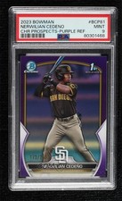 2023 Bowman Chrome Prospects Purple Refractor Nerwilian Cedeno PSA 9 MINT 0i76