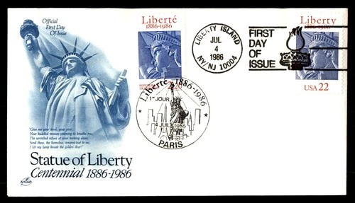 Mayfairstamps US FDC 1986 France Mixed Frank Joint Issue Centennial First Day Co