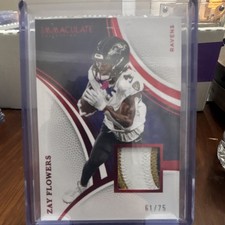 Panini 2025 Immaculate Collection Zay Flowers #73 Ravens Red Memorabilia /75