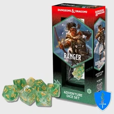 Ranger Class Dice - Set of 14 White Green - Sirius Dice D&D RPG