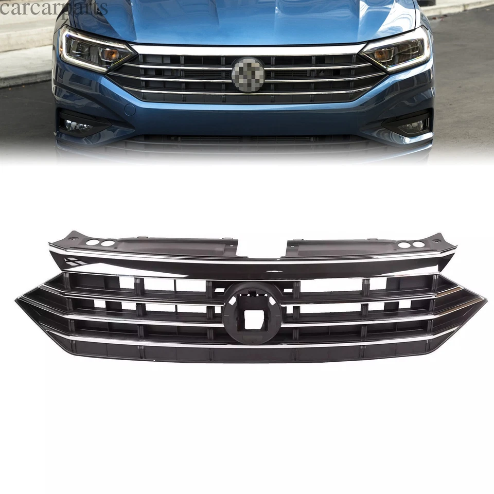For 2019 2020 2021 Volkswagen VW Jetta Front Bumper Upper Grille w/Chrome Trim Foto 3 de 4