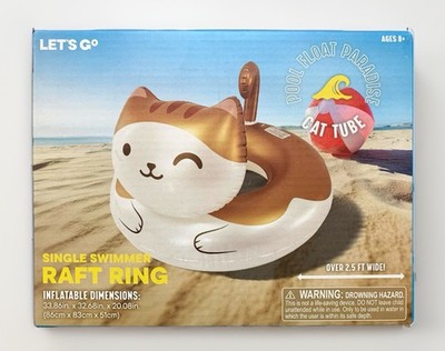 NEW Kitty Cat 34in One Person 3D Inflatable Swimming Pool Raft Ring Float