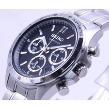 Seiko SBTR013 Black Dial Chronograph Quartz Men's Watch Stainless Steel JDM NEW