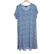 Karen Kane Womens Shirt Dress 3X Blue Abstract Casual Jersey Stretch Vacation