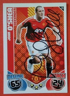 hand signed John O'Shea of Manchester United Match Attax 2010 /1 1 card