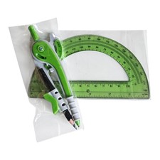 NWOT Student Compass Protractor Set Math Geometry School 6" 180 Degree Green