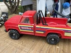 Vintage 1970's Tonka Red Metal Toy Pickup Truck w/ Stripes Working Tailgate