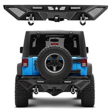 Black Rear Bumper For 2007-2018 Jeep Wrangler Jk Jku Wled Lights Back Bumper Black Rear Bumper For 2007-2018 Jeep Wrangler Jk Jku Wled Lights Back Bumper