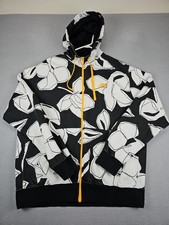 Nike Sportswear Floral Hoodie Sweatshirt Men's Size Large Black White CJ7049-010