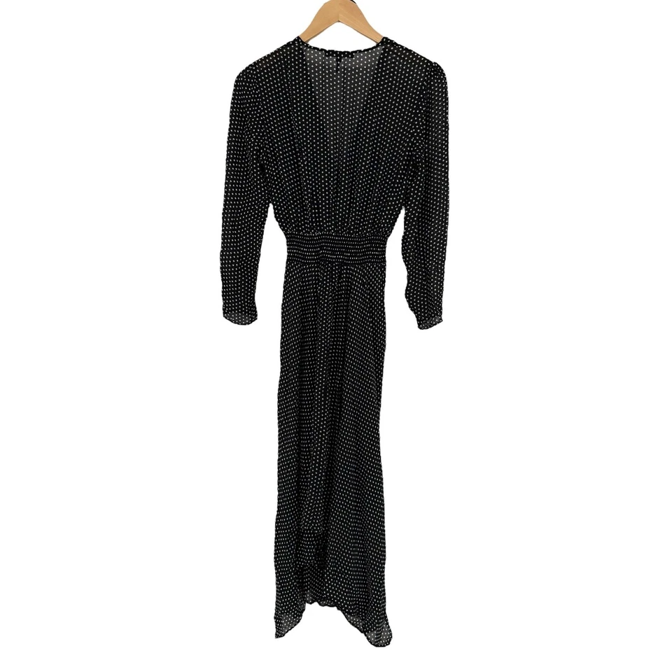 Maje Polka Dot Asymmetrical High-Low Long Dress Women's Size 38/M Sheer Classic - Image 4 of 4