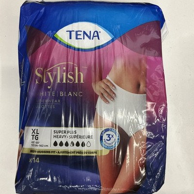 Tena Women XL Super Plus Underwear, Stylish White 14 Ct.