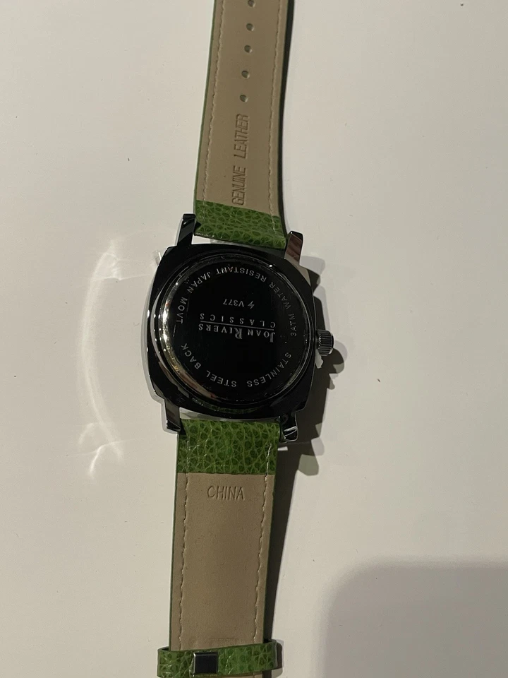 Reloj Joan Rivers Auténtico Cuero Audaz Correa Cara (Verde/Amarillo) Foto 3 de 4