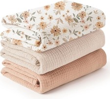 3-Pack Muslin Baby Swaddle Blankets 47 x 47 in Receiving Blankets