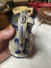  ANTIQUE  STAFFORDSHIRE FLOW BLUE COPPER LUSTER BEARDED PITCHER/ CREAMER  1840S — photo 4