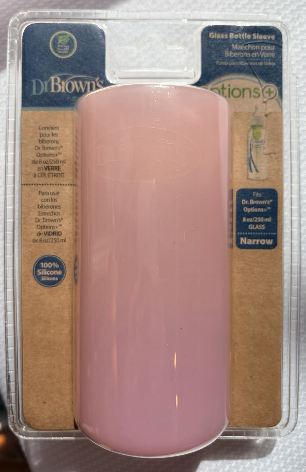 Dr. Browns Glass Bottle Pink Sleeve 100% Silicone 8 Oz Glass