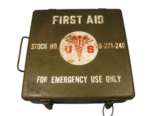 Vintage U.S. Military/Gov First Aid Kit Stock No. 9-221-240 Case and Supplies