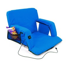 Xspec Heated Reclining Stadium Seat with Armrest Foldable Bleacher Chair, Blue