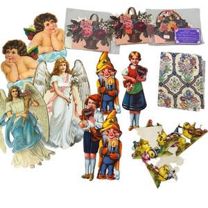 Vintage Die Cuts Scrapbook Set Angels Flowers German Ducks Decor