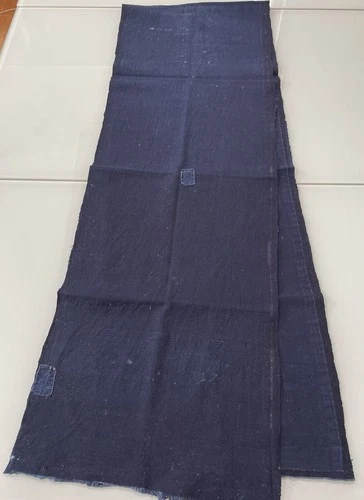 Vintage Japanese Indigo Fabric Deep Blue Cotton Boro Mending Hand Stitched 200cm - product listing photo