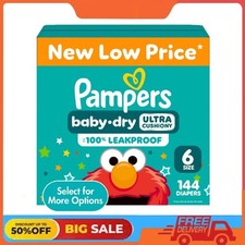 Pampers Baby Dry Baby Diapers Size 6, 144 Count