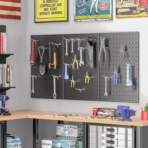 Metal Pegboard Panels 16"x12" Heavy-Duty Wall Peg Boards for Garage ...