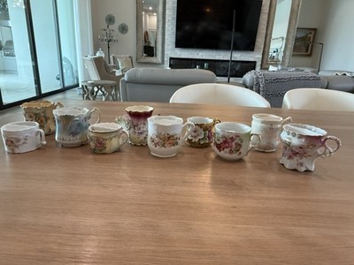 Lot Of 10 Vintage Antique Mustache Cups Collection Of Mugs W/ Mustache Guards