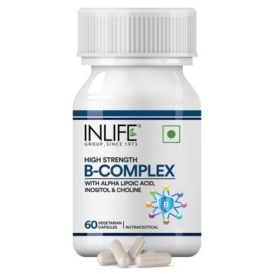 INLIFE B Complex Supplements 60 Veg Caps B1 B2 B3 B5 B6 Biotin B12 Folic Acid