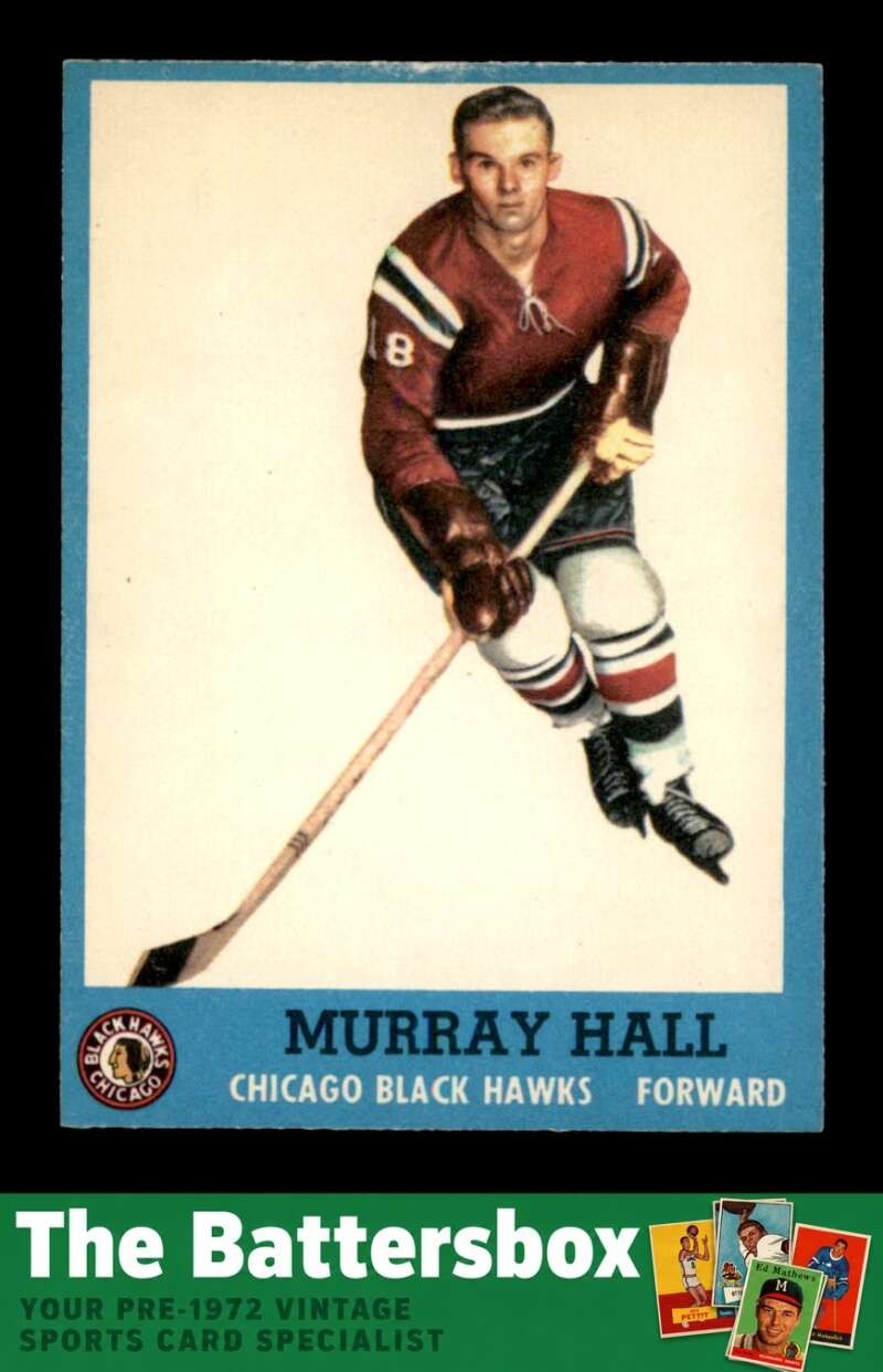 Murray Hall #43 Hockey Cards 1962 Topps trading card — raw and PSA graded price guide