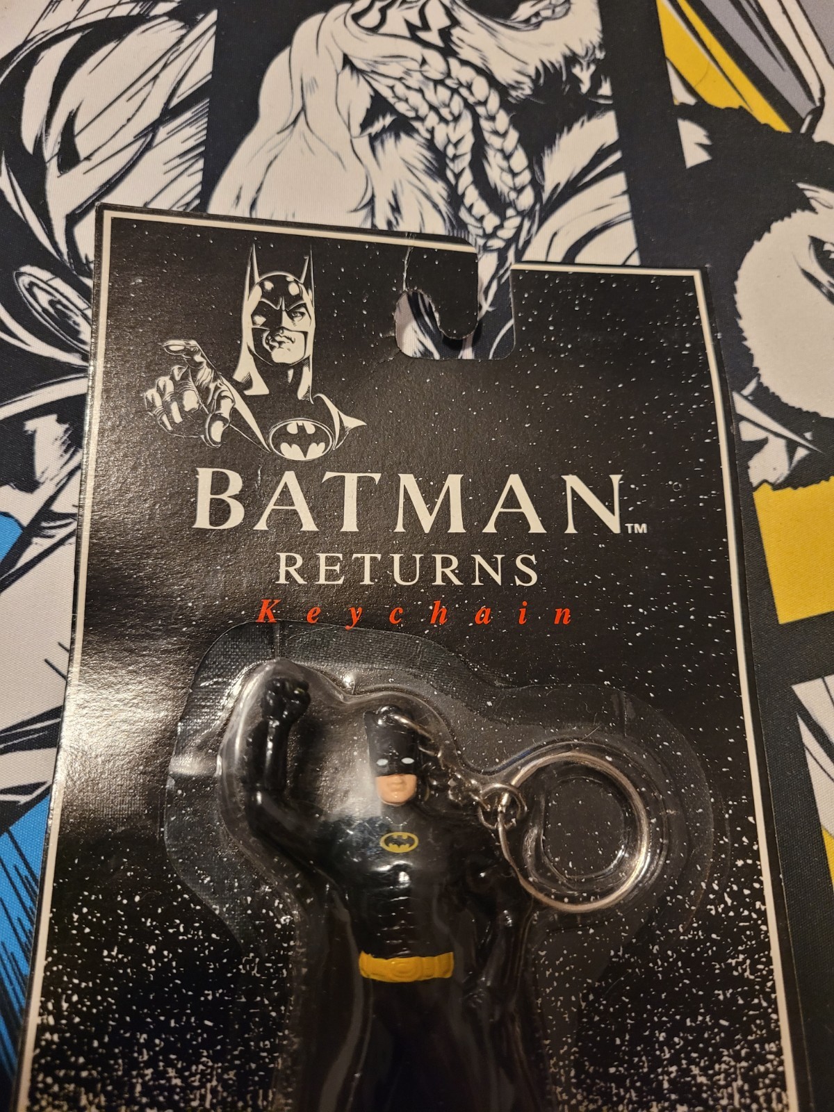 Vintage Batman Returns Keychain 1992 Applause Toys New On Card DC Comics 40437 