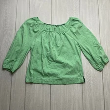Boden Women's Lime Green Cotton Peasant Blouse Top Size Small