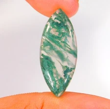 13 Cts 100% Natural Green Moss Agate Cabochon Loose Gemstone 30x12x4 mm CG=0109