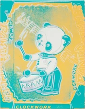 ANDY WARHOL Pop Art Poster or Rolled Canvas Print "Clockwork Panda Drummer"