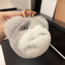 Cute Real Rabbit Fur Totoro Keyring Fur Ball Pompom Bag Car Phone Pendant Gift