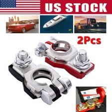 2PCS CAR BATTERY TERMINAL CLAMP CONNECTORS POSITIVE NEGATIVE RELEASE DISCONNECT