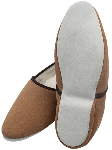Men's Suede Sole Sheepskin Lined Traditional Slippers Premium Luxury Lambskin - Picture 6 of 9