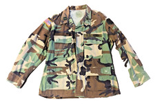 Military BDU Shirt MEDIUM Extra-SHORT Camouflage Used Woodland 662