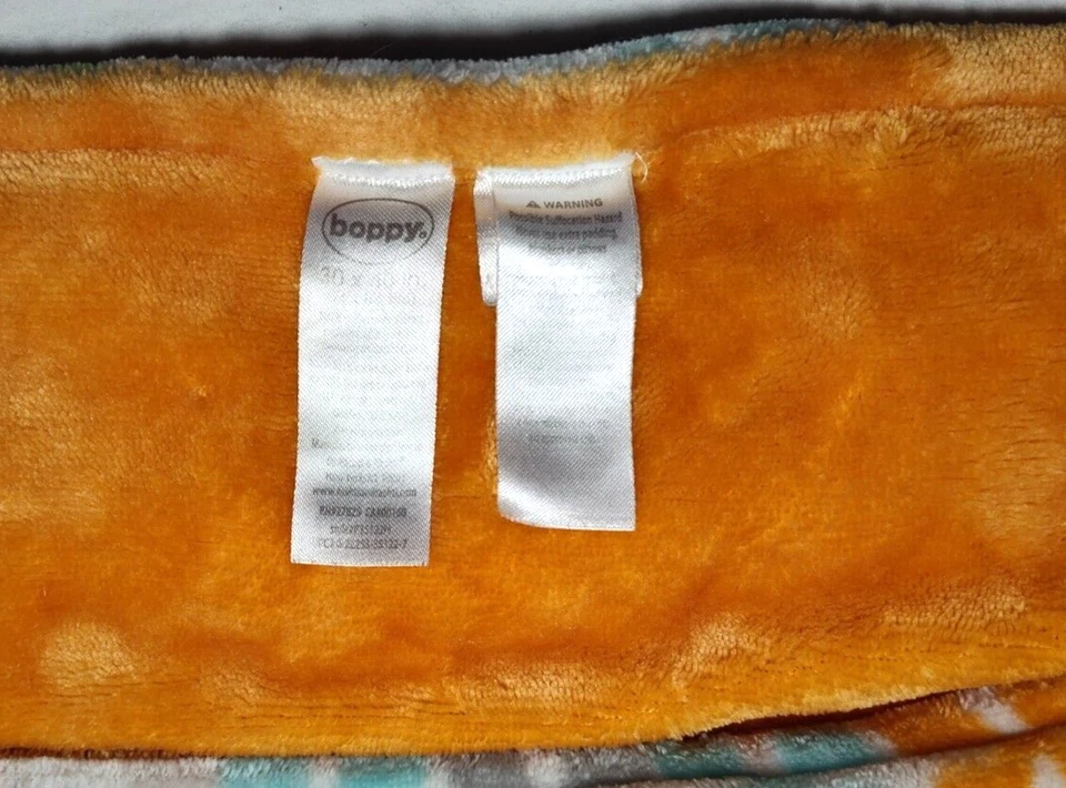 Boppy Plush Baby Blanket Orange White Gray Blue Yellow Green htf Security Lovey - Image 3 of 4