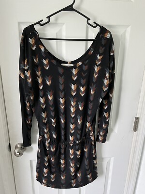 VERONICA M WOMENS BLACK MULTICOLOR DROP WAIST LONG SLEEVE MINI DRESS SMALL  NWT | eBay