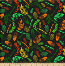BTY Stof Jungle Birdie Feathers Dark Gray Print 100 Cotton Quilt Fabric by Yard