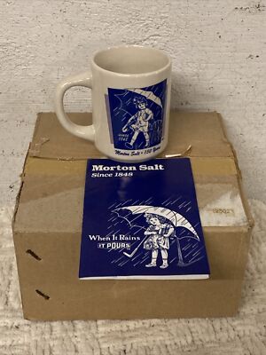 (4) NOS 4in Morton Salt Advertising Mugs 