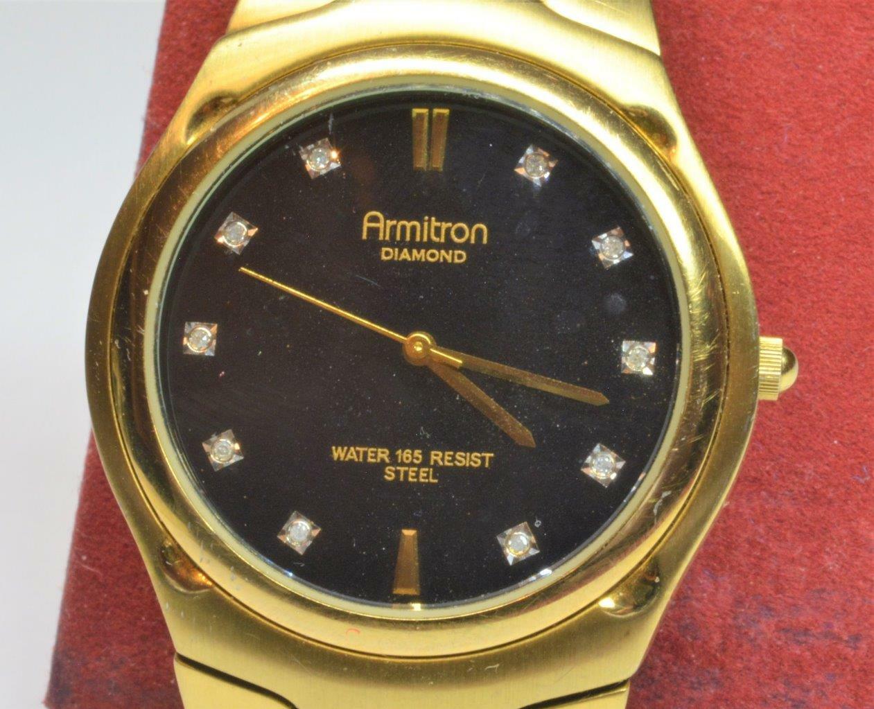 Armitron Diamond 20/4242GP Y121E Stainless gold plt Men's watch runs