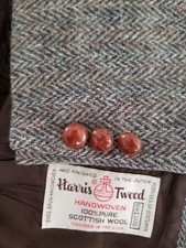 Vintage Harris Tweed 44R Tweed Pink Stripe herringbone Blazer Sport Coat Jacket